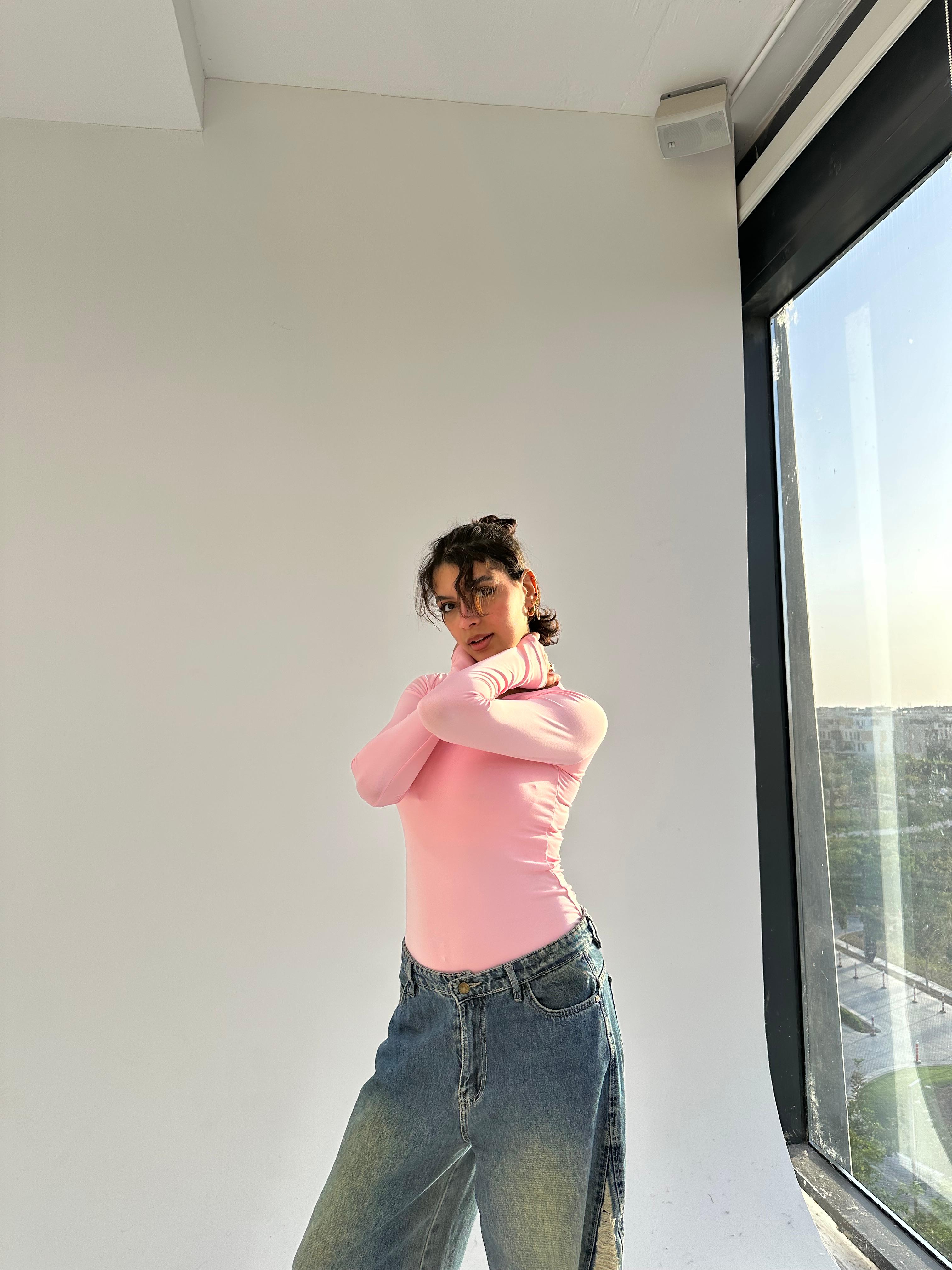 Round Neck Full Sleeve Top - Pink