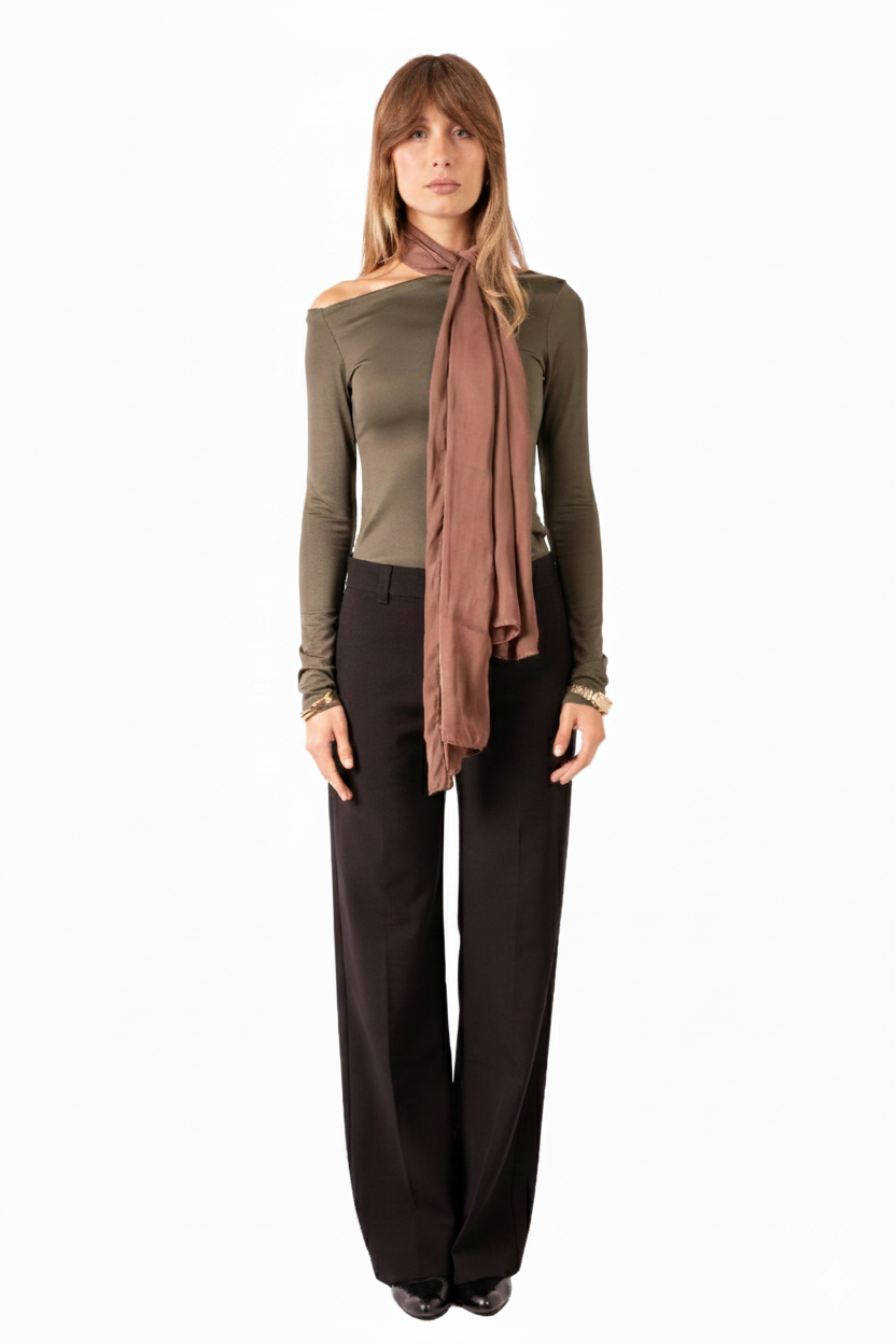 Round Neck Full Sleeve Top - Olive