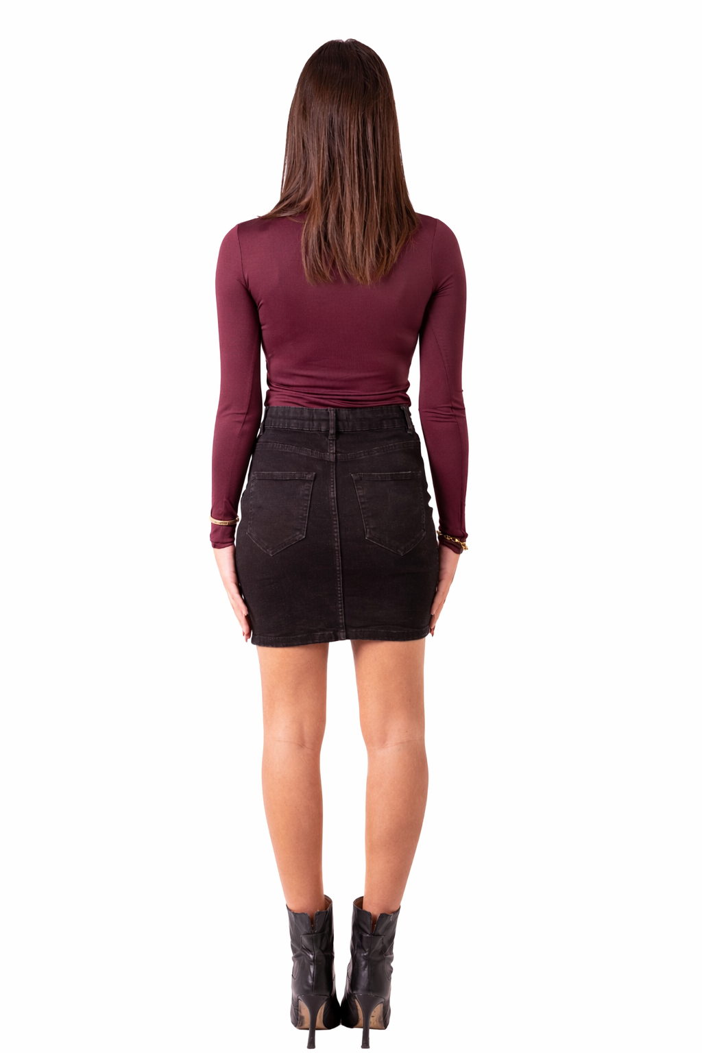 Round Neck Full Sleeve Top - Burgundy
