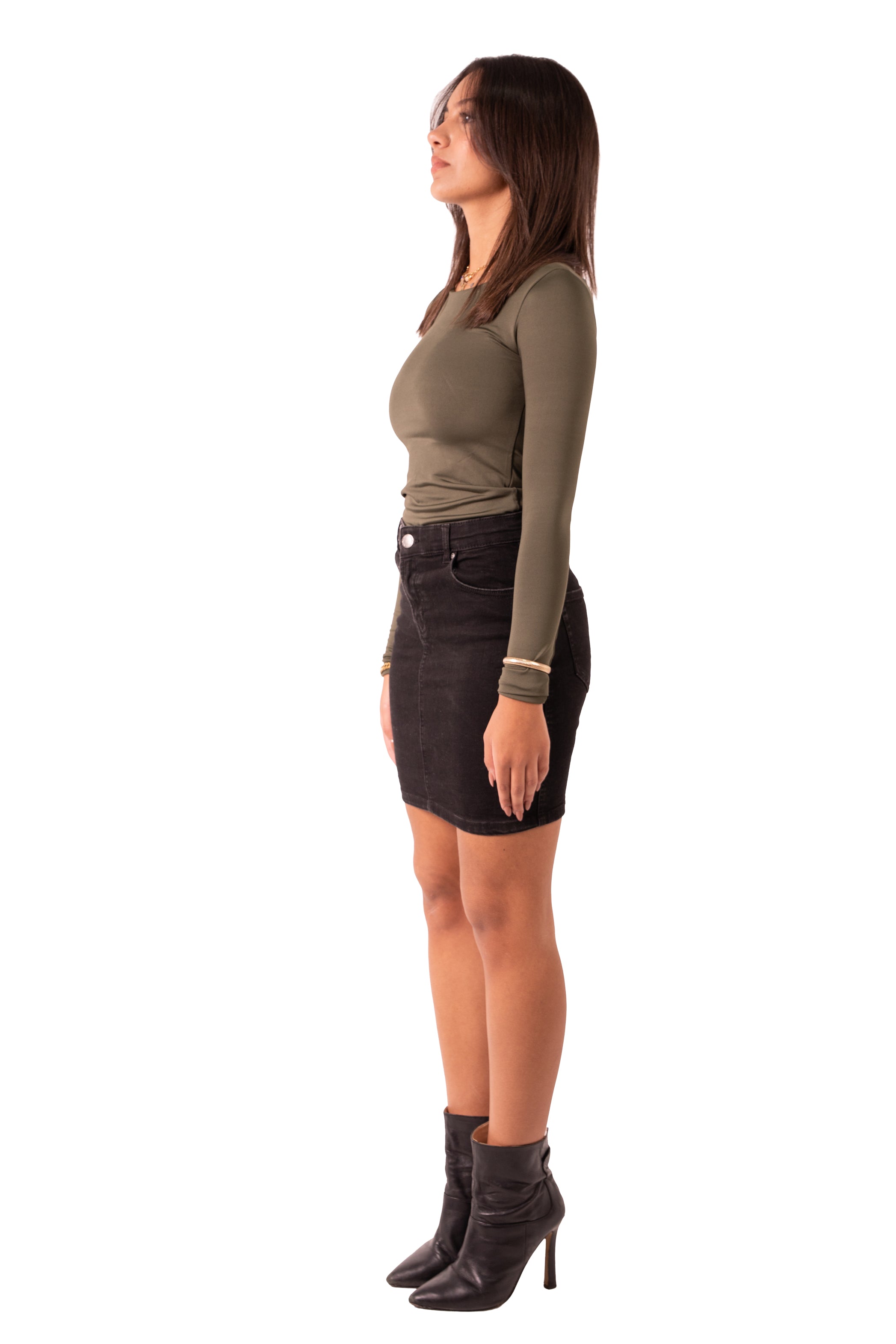 Round Neck Full Sleeve Top - olive